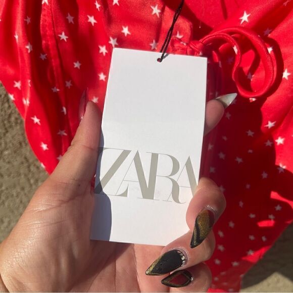 NWT Zara red & white star lace up bodysuit Sz M - Picture 8 of 10